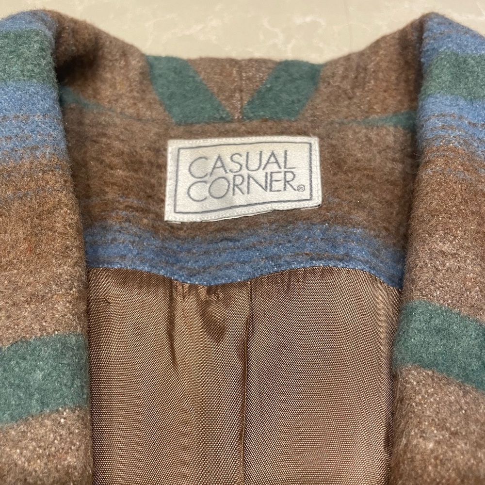 VTG Casual Corner Wool Blend Stripe Coat Pendleton Style Southwestern Size 10 - Picture 3 of 7